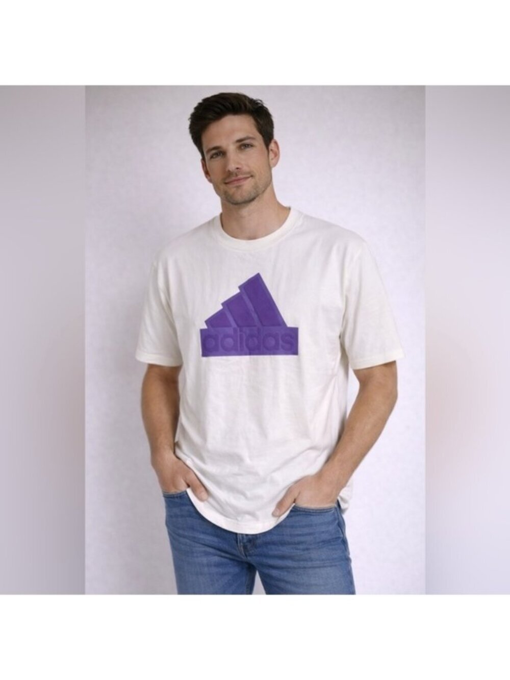 Adidas Originals White Tee Purple Logo XL